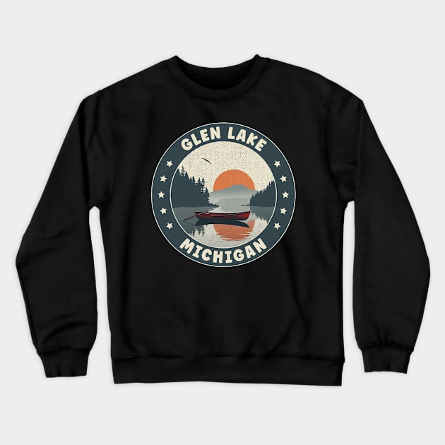 Glen Lake Michigan Sunset Crewneck Sweatshirt by turtlestart